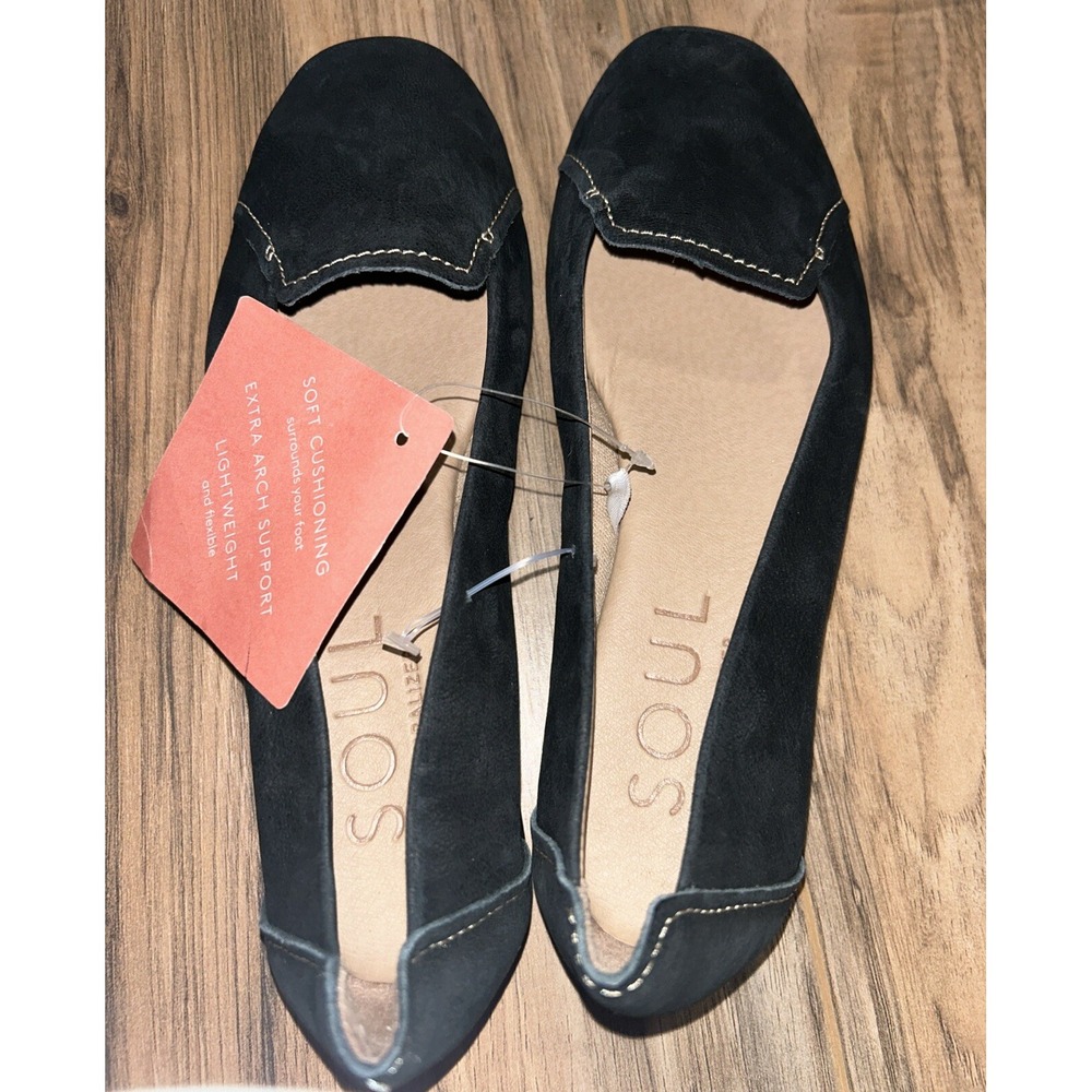 Size 6 SOUL Naturalizer Lauryn Black Leather Nubuck Casual Leather Loafers - Picture 7 of 8